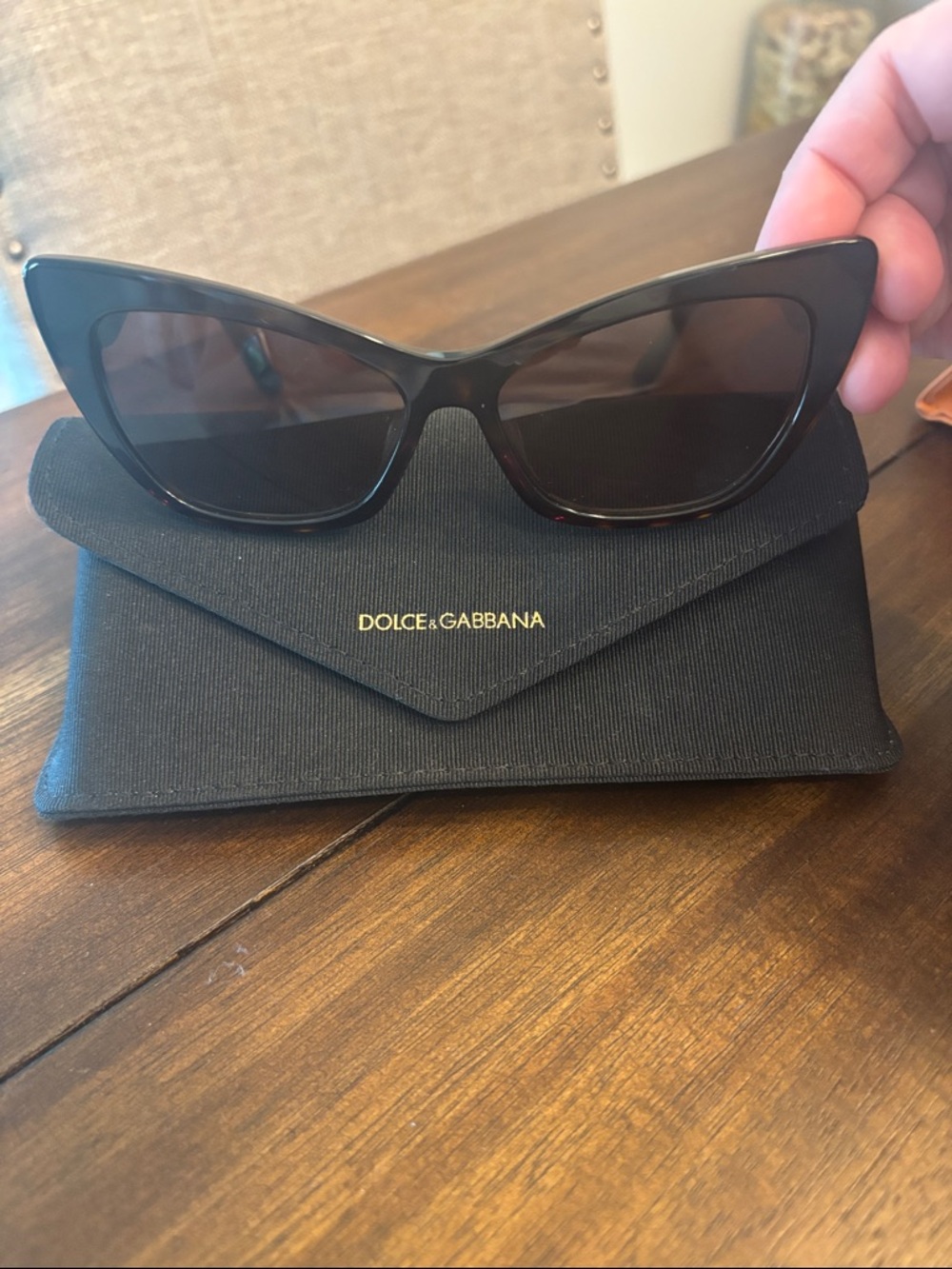 Dolce & Gabbana Black Cat-Eye Sunglasses with Dark Gradient Lenses